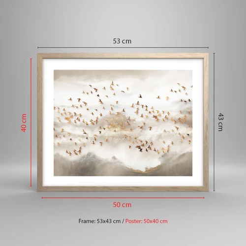 Poster in light oak frame - It Is Time - 50x40 cm