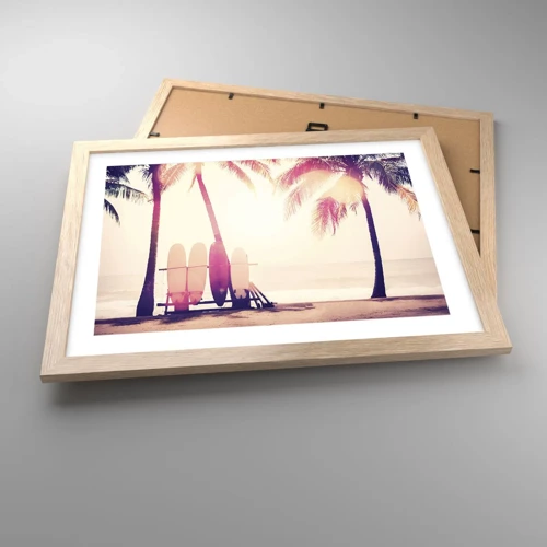 Poster in light oak frame - It Will Be a Wonderful Day - 40x30 cm