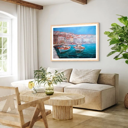 Poster in light oak frame - Italian Bay - 40x30 cm