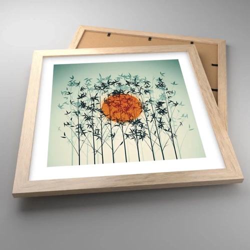 Poster in light oak frame - Japanese Sun - 30x30 cm