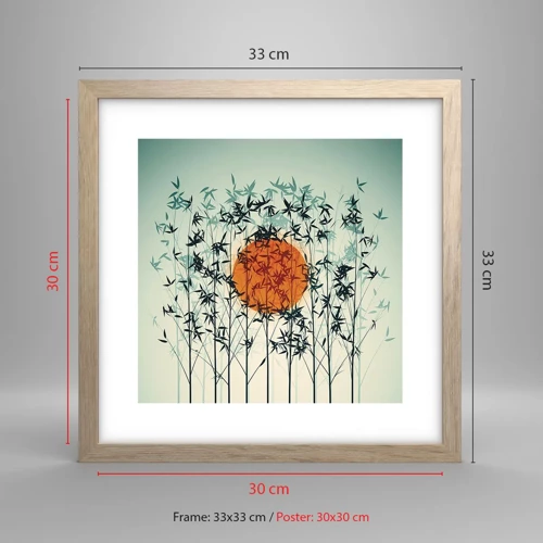 Poster in light oak frame - Japanese Sun - 30x30 cm