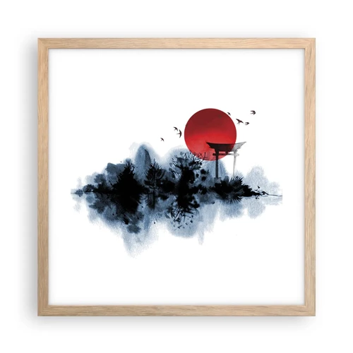 Poster in light oak frame - Japanese View - 40x40 cm