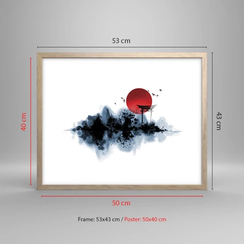 Poster in light oak frame - Japanese View - 50x40 cm
