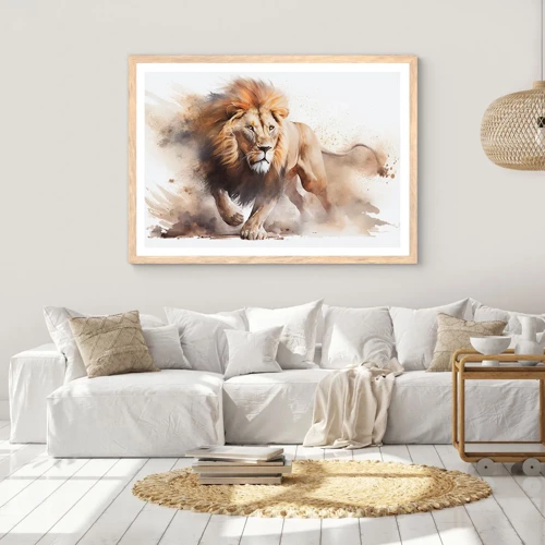 Poster in light oak frame - King is on the Move - 91x61 cm