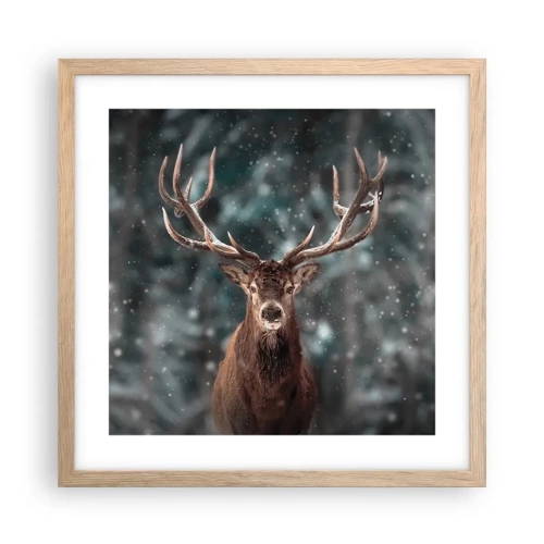 Poster in light oak frame - King of Forest Crowned - 40x40 cm