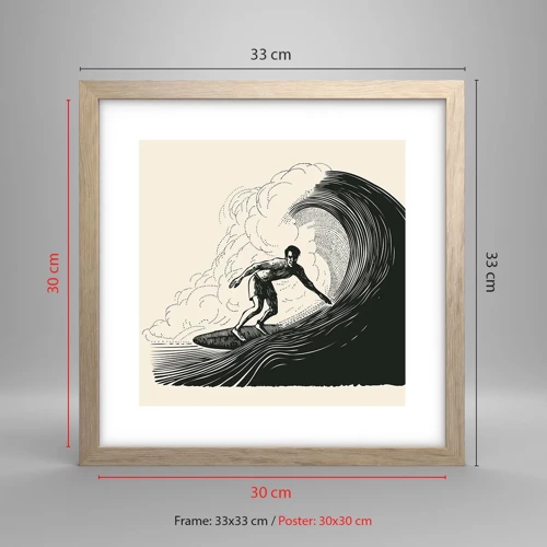 Poster in light oak frame - King of the Wave - 30x30 cm