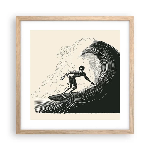 Poster in light oak frame - King of the Wave - 40x40 cm