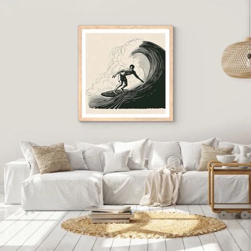 Poster in light oak frame - King of the Wave - 40x40 cm