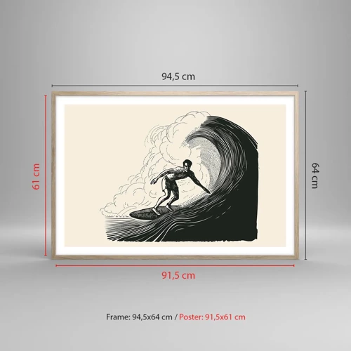 Poster in light oak frame - King of the Wave - 91x61 cm