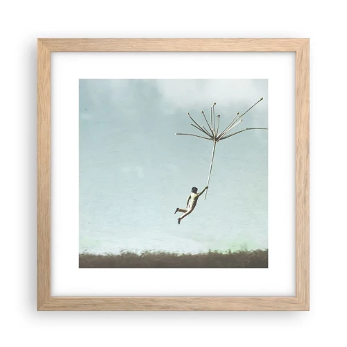 Poster in light oak frame - Kites, Dandelions, Wind - 30x30 cm