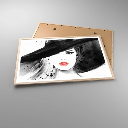 Poster in light oak frame - Lady in Black - 91x61 cm