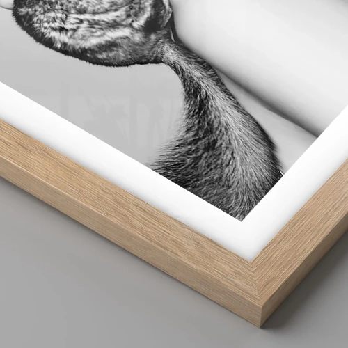 Poster in light oak frame - Lady with a Chinchilla - 70x50 cm