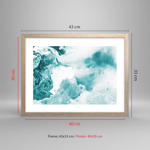 Poster in light oak frame - Lakes of Blue - 40x30 cm