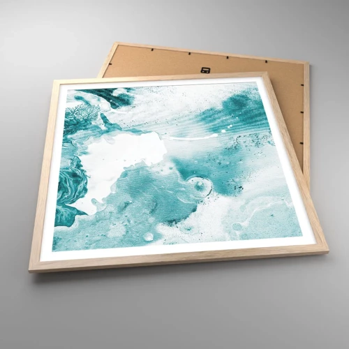 Poster in light oak frame - Lakes of Blue - 60x60 cm