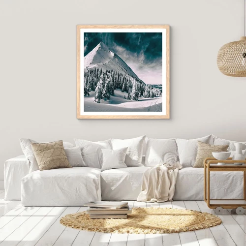 Poster in light oak frame - Land of Snow and Ice - 40x40 cm