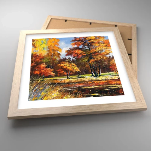 Poster in light oak frame - Landscape in Gold and Brown - 30x30 cm