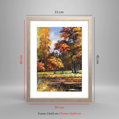 Poster in light oak frame - Landscape in Gold and Brown - 30x40 cm