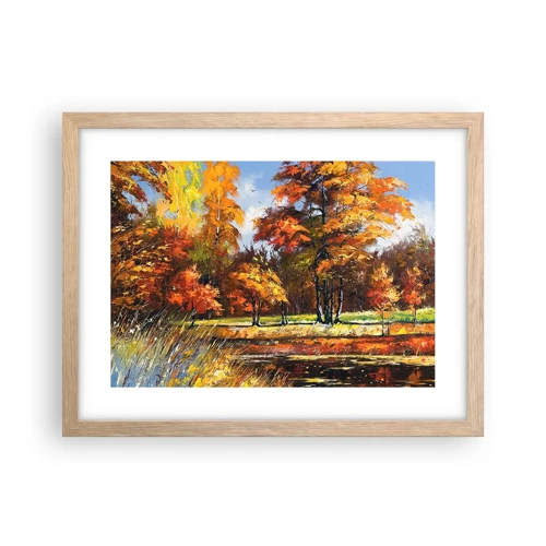 Poster in light oak frame - Landscape in Gold and Brown - 40x30 cm