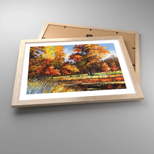 Poster in light oak frame - Landscape in Gold and Brown - 40x30 cm