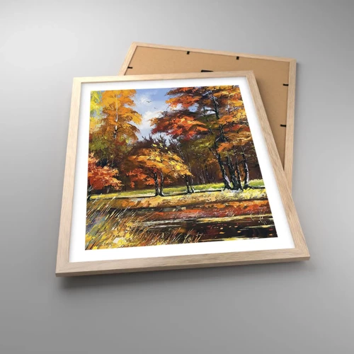 Poster in light oak frame - Landscape in Gold and Brown - 40x50 cm