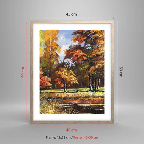 Poster in light oak frame - Landscape in Gold and Brown - 40x50 cm