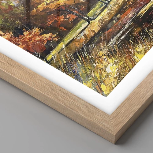 Poster in light oak frame - Landscape in Gold and Brown - 40x50 cm