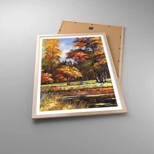 Poster in light oak frame - Landscape in Gold and Brown - 50x70 cm