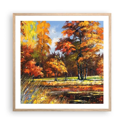 Poster in light oak frame - Landscape in Gold and Brown - 60x60 cm