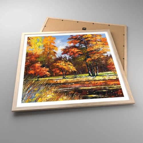 Poster in light oak frame - Landscape in Gold and Brown - 60x60 cm