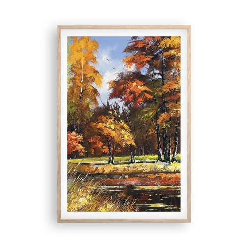 Poster in light oak frame - Landscape in Gold and Brown - 61x91 cm