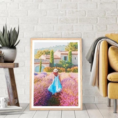 Poster in light oak frame - Lavender Girl - 40x50 cm