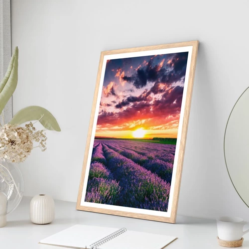 Poster in light oak frame - Lavender World - 40x50 cm