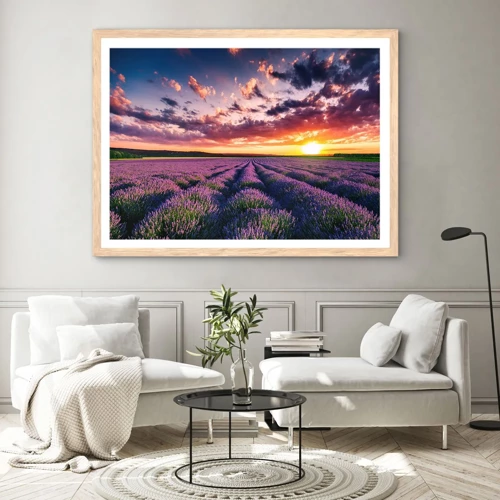 Poster in light oak frame - Lavender World - 50x40 cm