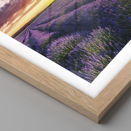 Poster in light oak frame - Lavender World - 50x50 cm