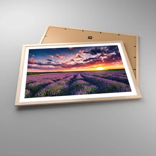 Poster in light oak frame - Lavender World - 70x50 cm