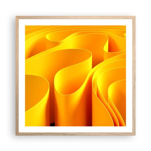 Poster in light oak frame - Like Waves of the Sun - 60x60 cm
