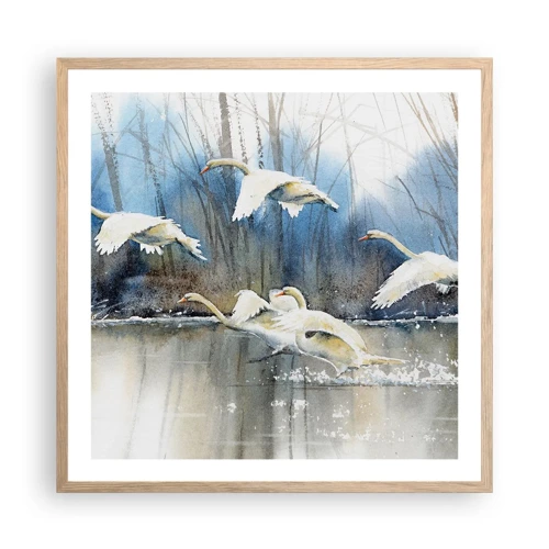 Poster in light oak frame - Like in a Fairy Tale about Wild Swans - 60x60 cm