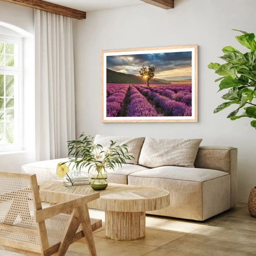 Poster in light oak frame - Lilac Coloured Aroma - 100x70 cm