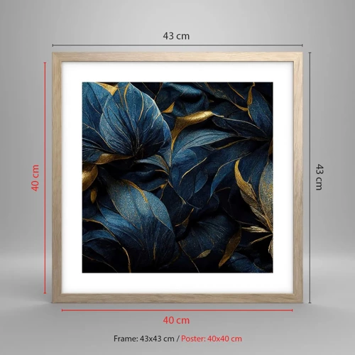 Poster in light oak frame - Lined with Gold - 40x40 cm