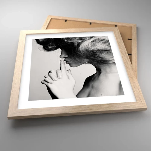 Poster in light oak frame - Listening to Herself - 30x30 cm