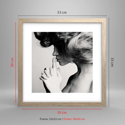 Poster in light oak frame - Listening to Herself - 30x30 cm