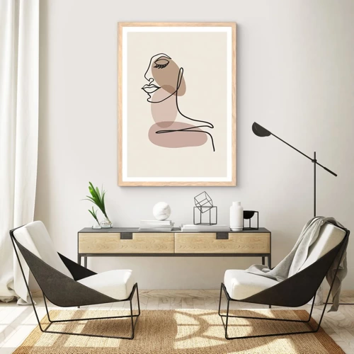 Poster in light oak frame - Listening to Herself - 40x50 cm