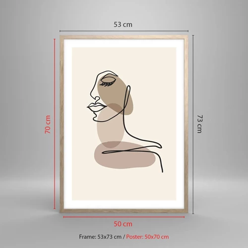 Poster in light oak frame - Listening to Herself - 50x70 cm