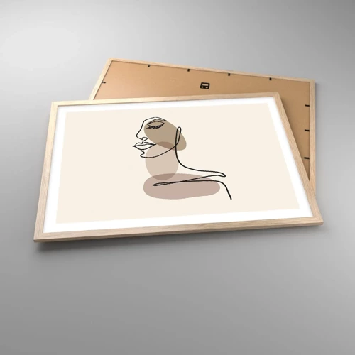 Poster in light oak frame - Listening to Herself - 70x50 cm