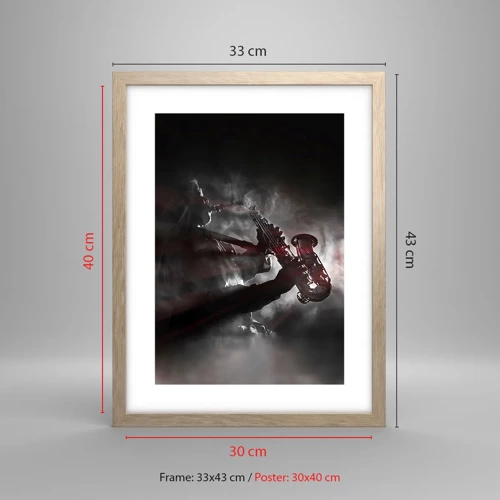 Poster in light oak frame - Lost in the Fog of Jazz - 30x40 cm