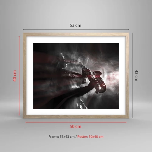 Poster in light oak frame - Lost in the Fog of Jazz - 50x40 cm