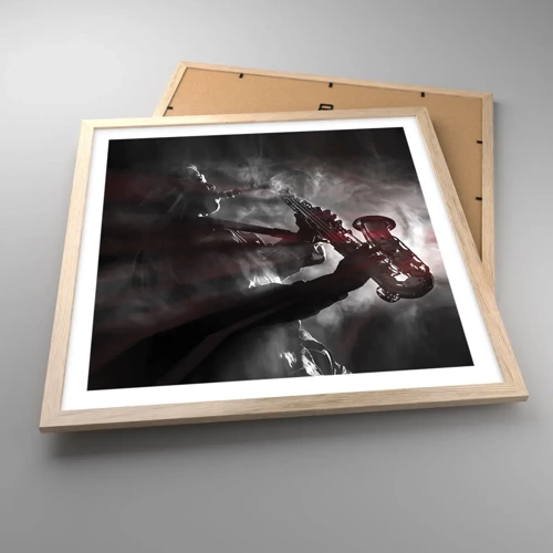 Poster in light oak frame - Lost in the Fog of Jazz - 50x50 cm