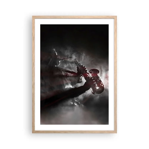 Poster in light oak frame - Lost in the Fog of Jazz - 50x70 cm