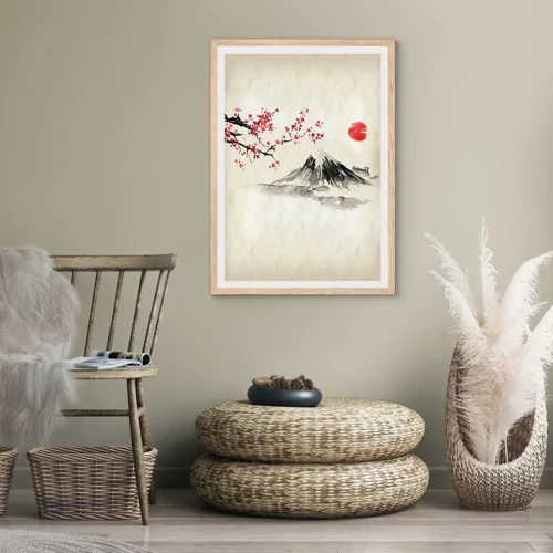 Poster in light oak frame - Love Japan - 40x50 cm