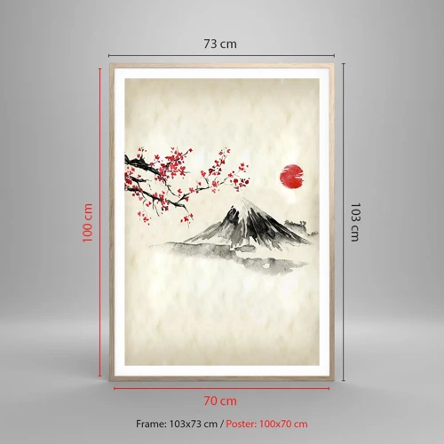 Poster in light oak frame - Love Japan - 70x100 cm